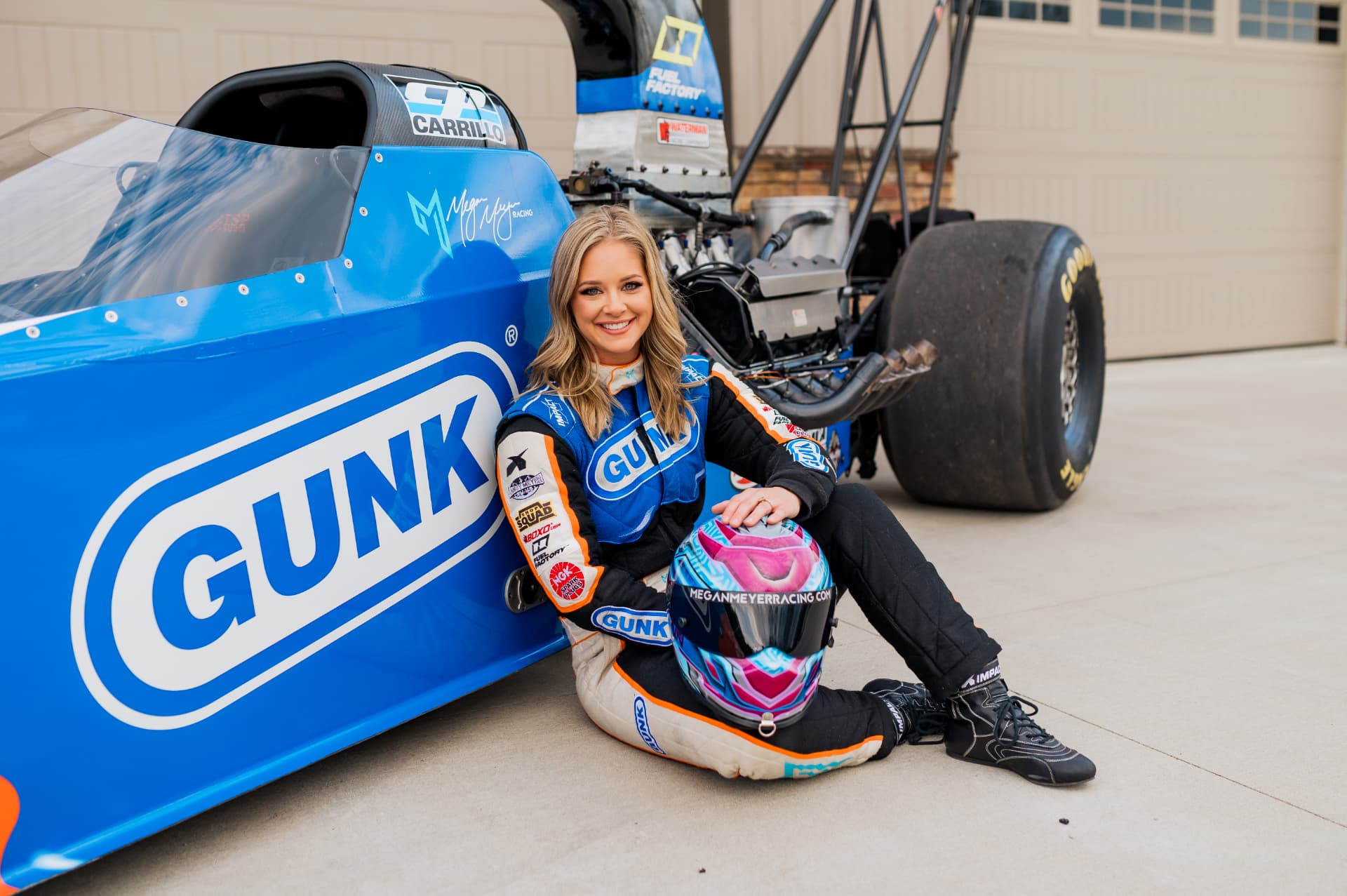 Megan Lingner in her race suit